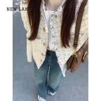 NEW LAKE名媛气质粗花呢小香风外套女春秋2024新款法式高级感百搭夹克上衣