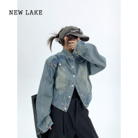 NEW LAKE废柴chic高级感小众夹克宽松复古小个子设计款短款牛仔外套女