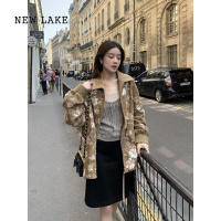 NEW LAKEBUWAN STUDIO 24新款原创设计驼色珠绣复古夹克外套上衣女士