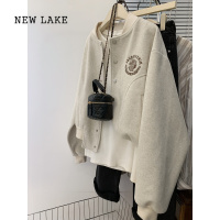 NEW LAKE美式棒球服外套女春秋设计感小众小个子夹棉夹克2024新款