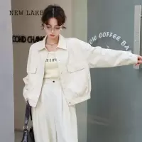 NEW LAKE宽松洋气皮衣女夹克短款外套2024春秋新款时尚小个子休闲PU机车服