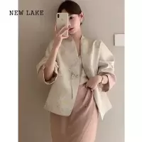 NEW LAKE新中式国风盘扣醋酸外套女春秋独特看气质小香风唐装夹克上衣