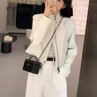 NEW LAKE时髦白色短款皮衣女季休闲韩版外套甜酷高级感小个子机车夹克