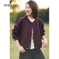 NEW LAKE晓说 版型赞 定制面料 宽松休闲百搭减龄立领棒球服女夹克秋装