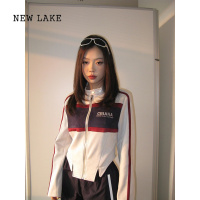 NEW LAKE美式复古机车外套女2024新款高级感小个子潮牌赛车服早秋夹克