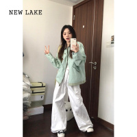 NEW LAKE日系复古工装外套女春设计感小众棒球服国潮牌高街飞行员夹克