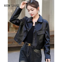 NEW LAKE休闲季新款小皮衣外套女宽松显瘦pu皮机车服时尚短款夹克上衣