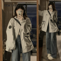 NEW LAKE美式冲锋衣2024春秋新款宽松大码连帽显瘦登山服百搭夹克外套女