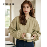 NEW LAKE2024早春秋新款宽松韩系立领棒球服短外套女小个子飞行员夹克上衣