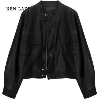 NEW LAKE皮衣外套女2024春秋新款时尚短款宽松机车服pu皮夹克流行女装上衣