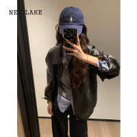 NEW LAKE美式复古黑色pu皮外套女春气质高级感炸街机车服百搭夹克皮衣