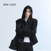NEW LAKE[坐吃山空]美式复古痞帅A短款夹克女设计感小众宽松拉链外套