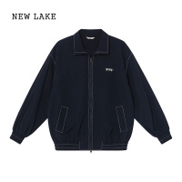 NEW LAKE 立领撞色压线夹克外套女春季2024年新款宽松小个子上衣