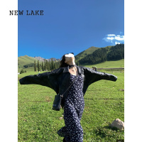 NEW LAKE黑色做旧皮衣女2024年美拉德风机车美式短款复古皮夹克外套女