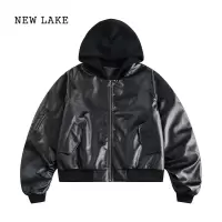 NEW LAKE「CHANT2nd」黑色皮衣外套女高级感美式痞帅小个子短款飞行服夹克