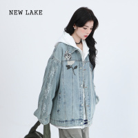 NEW LAKE[坐吃山空]国潮小众设计感玫瑰牛仔外套女春季新款百搭休闲夹克