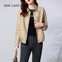 NEW LAKE海宁皮衣外套女小个子2024春秋新款气质仿绵羊皮夹克外套加绒