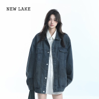 NEW LAKE[坐吃山空]美式复古街头水洗牛仔外套女小众设计感宽松嘻哈夹克