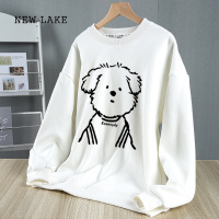 NEW LAKE2024年韩版新款早圆领卫衣女士宽松休闲加绒加厚上衣减龄显瘦