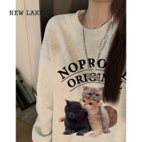 NEW LAKE美式hiohop无帽卫衣女春秋款宽松bf慵懒风加绒加厚别致上衣潮