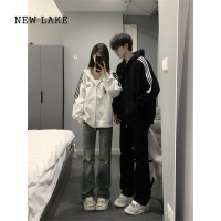 NEW LAKE美式hiphop三条杠卫衣女春慵懒风oversize潮牌情侣高级感外套