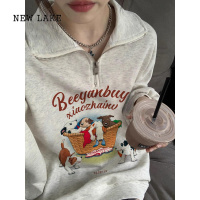 NEW LAKE半拉链polo领正肩卫衣女春国风外套山东青岛即墨无帽长袖上衣