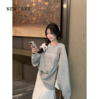 NEW LAKE韩系高级感早秋半身裙女气质显瘦印花休闲宽松设计感卫衣