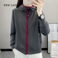 NEW LAKE春秋卫衣女款空气棉加厚开衫外套跑步健身连帽休闲运动服宽松上衣