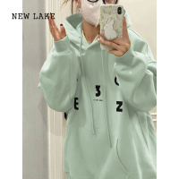 NEW LAKE多巴胺穿搭薄荷曼波风薄荷绿早秋连帽卫衣女2024今年流行漂亮上衣
