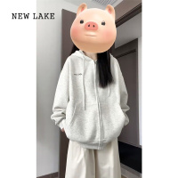 NEW LAKE美式复古连帽开衫卫衣女2024新款春oversize慵懒chic外套