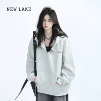 NEW LAKE[坐吃山空]慵懒风半拉链高领连帽卫衣女美式街头休闲外套潮