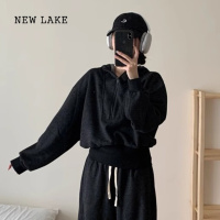 NEW LAKE920 F92003 醋/酸羊/毛连帽短款显瘦卫衣女毛呢
