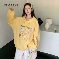 NEW LAKE小吉家大码女装减龄长袖卫衣插肩袖宽松型加绒加厚连帽上衣