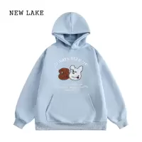 NEW LAKE「CHANT2nd」小狗毛巾绣卫衣女春400G连帽宽松慵懒风上衣