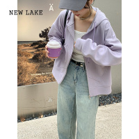 NEW LAKEELINSU bingo轩轩家自制紫色连帽宽松卫衣女长袖拉链纸片人开衫秋