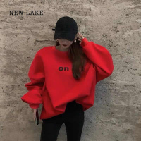 NEW LAKE本命年大红色卫衣女美式套头上衣宽松小个子慵懒风外套潮ins