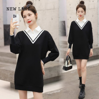 NEW LAKE高级感加绒卫衣女春秋小个子穿搭洋气中长款遮屁股显瘦休闲连衣裙