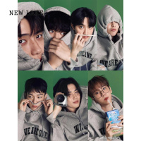 NEW LAKEEXO吴世勋边伯贤同款灰色连帽卫衣女2024新款季加绒上衣外套