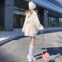 NEW LAKE牛油果绿假两件薄款设计卫衣女春秋2024新款宽松连帽小个子上衣潮