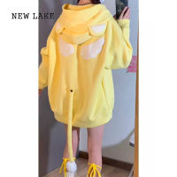 NEW LAKE小翅膀尾巴可爱连帽卫衣女春秋韩系慵懒风oversize设计感外套