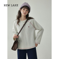 NEW LAKE「北岛AMUU原创」圆领宽松明线长袖卫衣女基础款显瘦上衣