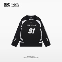 NEW LAKE[BieZhi别致]badblood 卫衣球衣T恤女上衣美式复古长袖跳舞运动