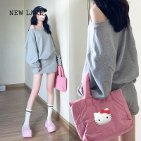 NEW LAKE韩系休闲慵懒风小个子灰色一字肩卫衣女早高级感运动长袖上衣