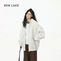 NEW LAKE蓝可乐 连帽卫衣女宽松百搭休闲上衣慵懒风拉链开衫外套