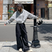 NEW LAKE灰色短款肯豆风卫衣女春秋2024新款bm连帽拉链初秋开衫早秋外套