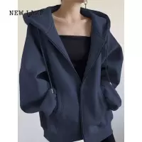 NEW LAKE山东即墨卫衣银狐绒宽松连帽开衫外套女款加绒加厚大码上衣潮