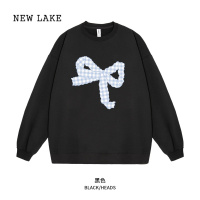NEW LAKE桃气商店新国潮可爱蝴蝶结印花圆领卫衣宽松bf休闲宽松甜辣女上衣