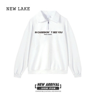 NEW LAKE春秋黑色翻领半拉链卫衣女加绒宽松美式无帽polo领长袖上衣潮