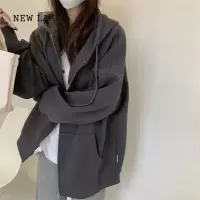 NEW LAKE山东即墨卫衣外套女拉链韩系慵懒风加厚连帽新款开衫加绒