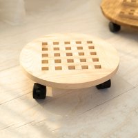 皇豹实木可移动花托花架花盆底座带轮万向轮花托盘圆形客厅地面特价